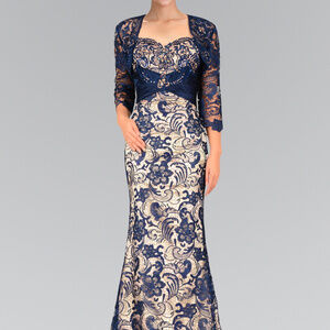 Sweetheart Neck 3/4 Sleeves Long Dress GL1419